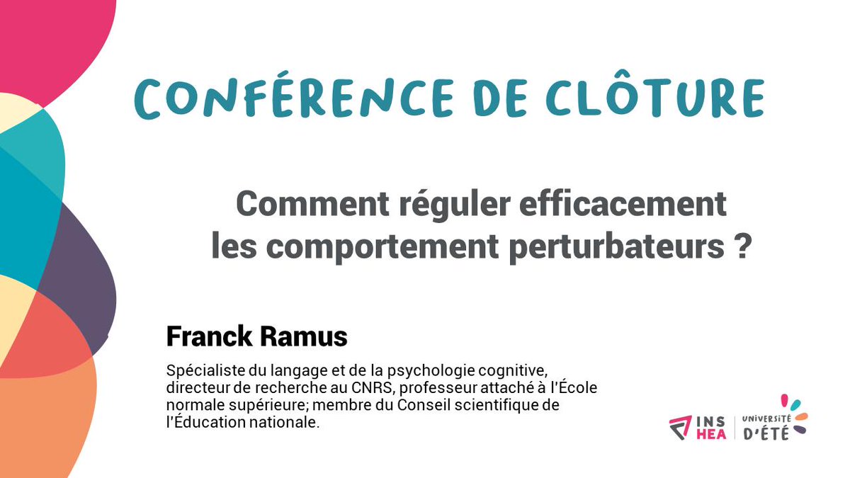 ins_ei_'s tweet photo. [🔴Facebook Live | #univete] Conférence de clôture : « Comment réguler efficacement les comportements perturbateurs ? » par Franck Ramus (Directeur de recherche au CNRS) https://t.co/pgyIqnRVcS https://t.co/DSBBvv7wBG