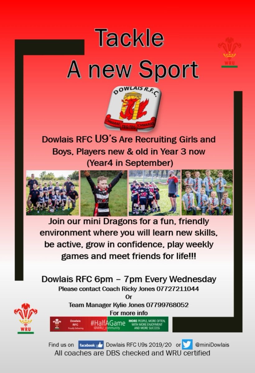 MiniDowlais's tweet photo. Training tonight ! All abilities welcome, players new &amp; old , boys &amp; girls ! Lots of pre season fun 🏉🐉💪🏻 #rugby #minirugby #Dowlais #dragons https://t.co/xm4XaaGJp7