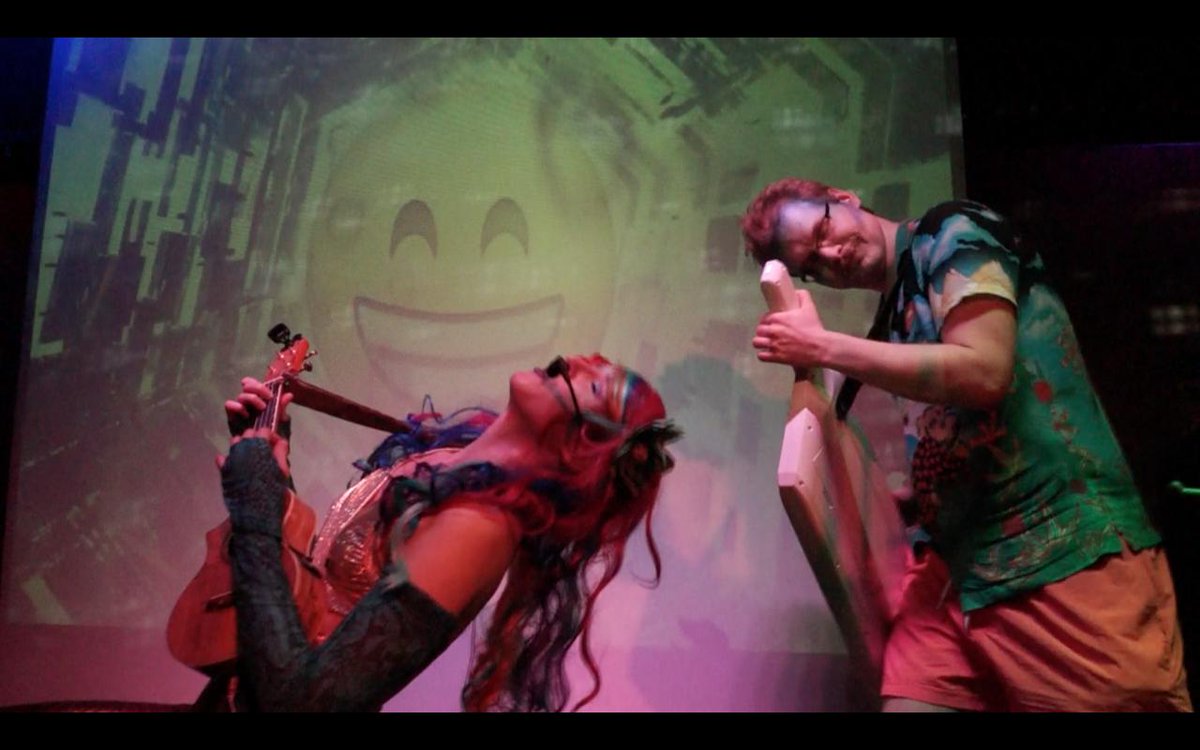 alfred_ladylike's tweet photo. Still from the live video of Weird Mood with #SurfDancer (coming soon to my youtube channel) with emoji-madness visual projections by #Lightwriter at @MonsterRonson's. Camera work by #JanHenrikBauer. Thanks to my patrons and supporters.
#weirdmood #livemusic #uke #monsterronsons https://t.co/XNdKgRj0aj