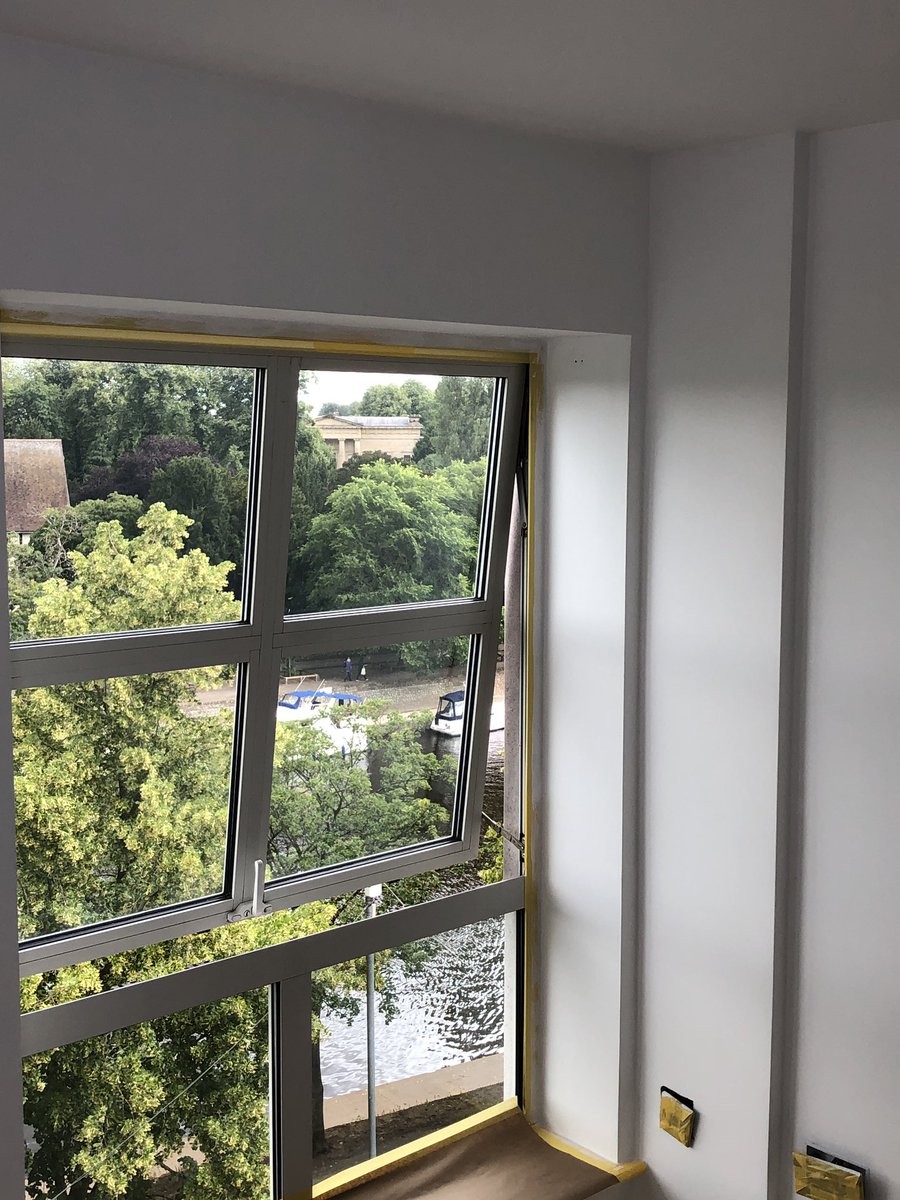 JGDecorator's tweet photo. It’s like working ina sauna in this apartment. Still @Tikkurila_UK #optiva5 and @CIRET_UK yellow painters tape are a good combination even if I’m melting while painting https://t.co/CtKjwcFor8