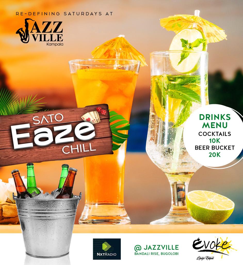 jazzvilleuganda's tweet photo. It is here again #satoeazechill with @evoke_ug band, @djmackus and powered by @nxtradioug. Don't miss the fun this Saturday https://t.co/Atu7jljhIE