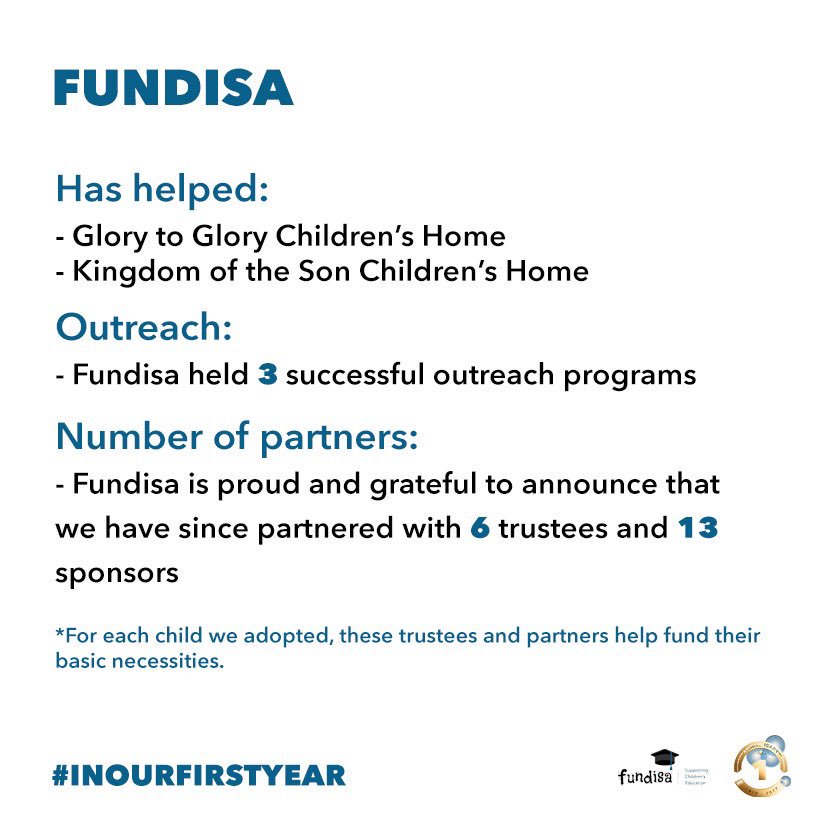 FundisaCF's tweet image. As we celebrate our 1 year anniversary we would like to thank you all for your continuous support and prayers , we wouldn’t have come this far without you all. We are excited about the year ahead and the great things to be accomplished.
#SupportTheMovement
#Fundisa 
#Anniversary