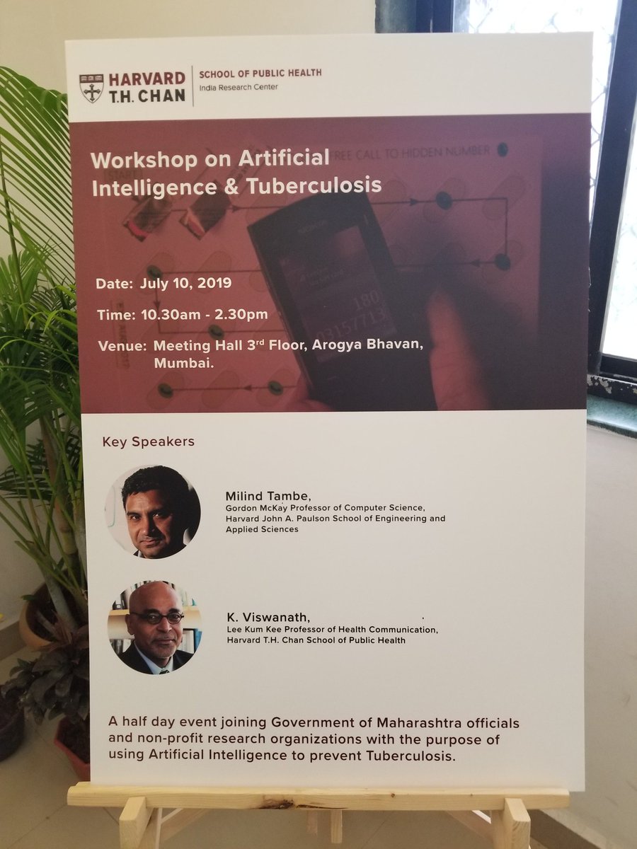 MilindTambe_AI's tweet photo. Awesome to lead workshop on 'AI for control of Tuberculosis' held in collaboration with the Public Health Dept, Govt of Maharashtra in Mumbai today @CMOMaharashtra @HarvardChanSPH 
@HarvardChanIRC 
@HCRCS 
@vishplus 
@MadhiraPavitra 
@AnanyaAvasthi https://t.co/4YkJLrwLOx