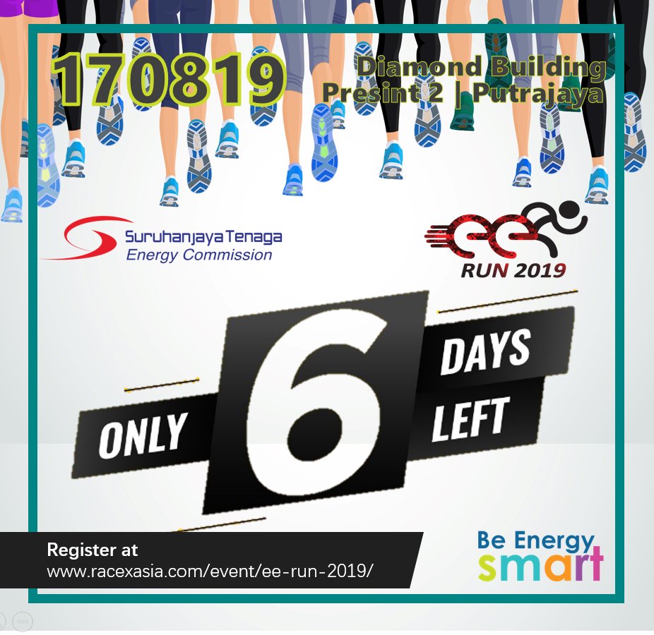 EERun2019's tweet photo. Enam hari lagi.. jangan ketinggalan.. daftar di https://t.co/qoxPFLDn41

#EERun2019
#energyefficiencyrun2019
#marathon #larian
@ST_Malaysia @twtjogging https://t.co/IIEtJfnFCY