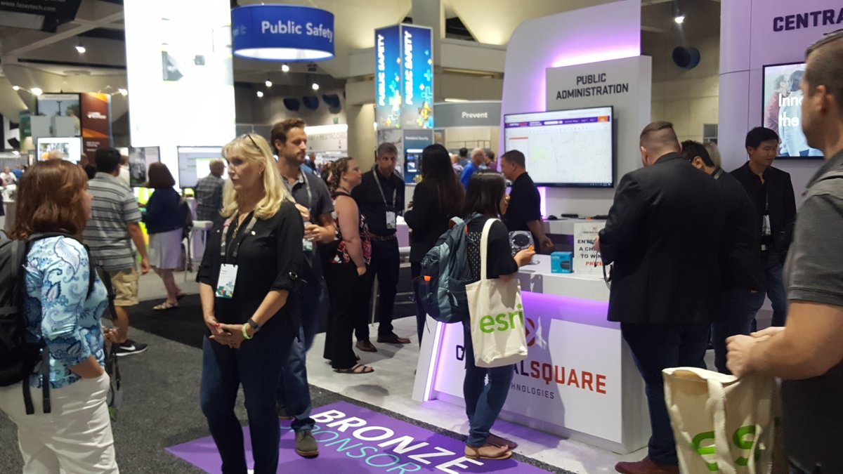 CentralSqTech's tweet photo. Attending the @Esri User Conference?  Stop by booths 1819 and 1919 from 9 a.m. to 6 p.m today to see CentralSquare's cloud-based, fully mobile public administration software. #EsriUC https://t.co/7Sb5Afa18B
