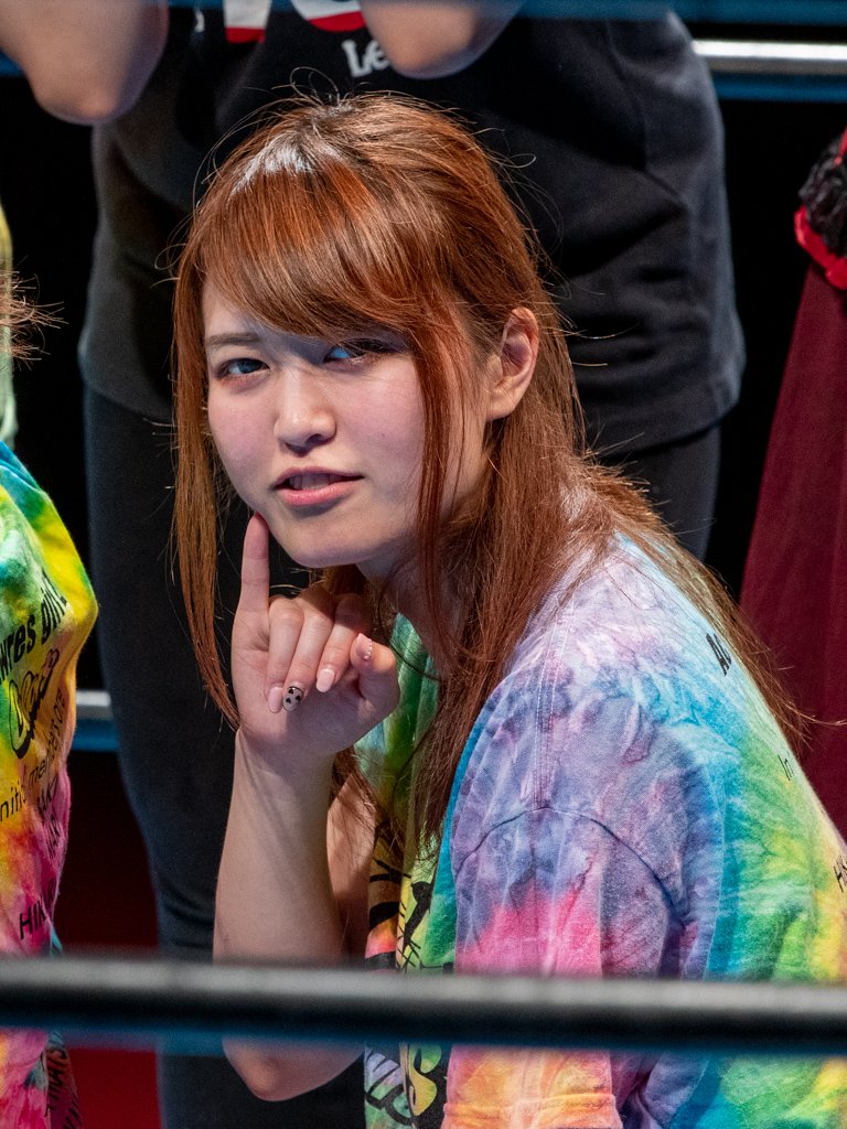 shore_1959's tweet image. 2019.6.27 #ACT41 #アクトレスガールズ 新木場大会
クロージング
Hさん、どの彩乃さんがお好きですか？

#入江綾乃  選手
#AWG 
#AWGカラーズ
#ACT19062799-07