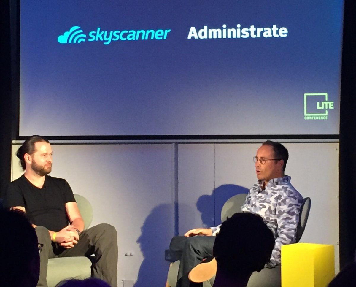 BitcoinIsSavlng's tweet photo. Two super successful CEOs talking about the trails and tribulations of launching a company. “It’s a constant stream of #WFIO moments.” (“That’s it... We’re fucked, it’s over.”) @Skyscanner @GetAdministrate #LITEConference #Edinburgh https://t.co/V0cdAov09M