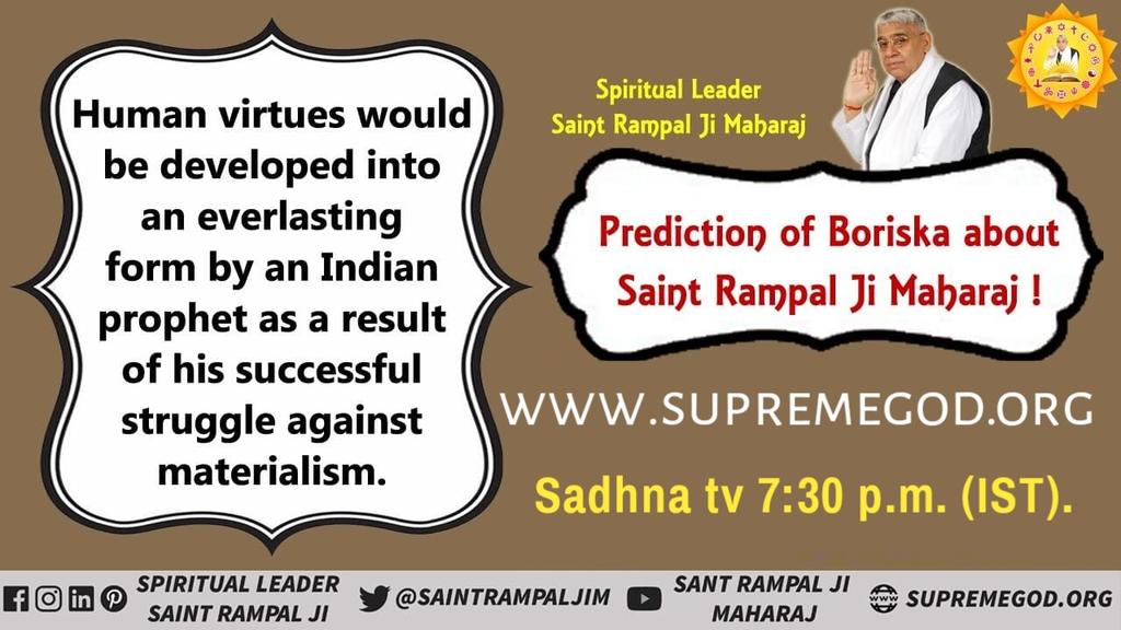 jyoti_jyo2's tweet photo. @SarojMi86385397 Prophecy of foreteller "Mr. Vegiletin" about Saint Rampal Ji Maharaj
'In the latter halfof the 20th century, degradation of humanity would be seen. A new civilisation based onpeace &amp; brotherhood originating from India would give rise to peace &amp; contentment in the entire world' https://t.co/qSsVbh2eam