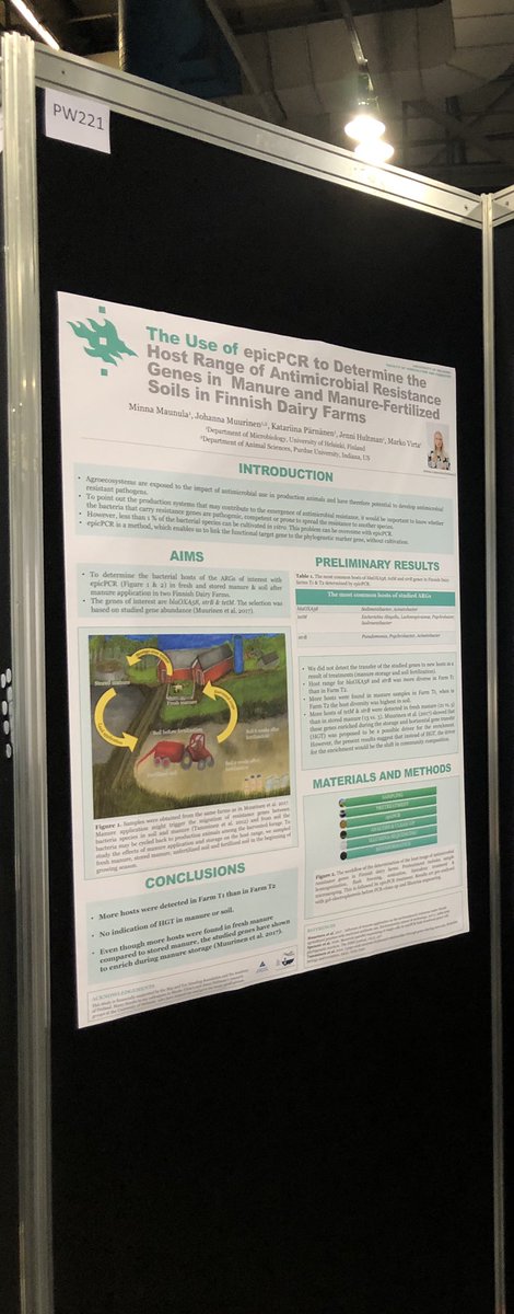 minnannaa's tweet photo. Today I’m presenting preliminary results from my master’s thesis! Come to hear our findings of #HostRange of #ARG’s in #Finnish #Agroecosystems and share thoughts! #FEMS2019 PW221 https://t.co/rlAVmzqOXm