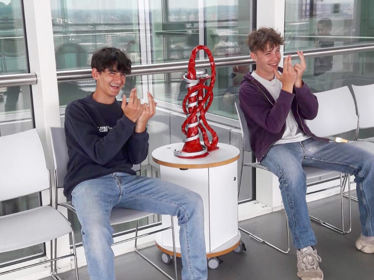 ExcelEnglishUK's tweet photo. What a ride and what a view from the top of the  @amorbit slide!

Did you know it is the world’s tallest and longest slide? 😮

#excelenglishlondon #studyabroadlife https://t.co/6HOYnkYijB