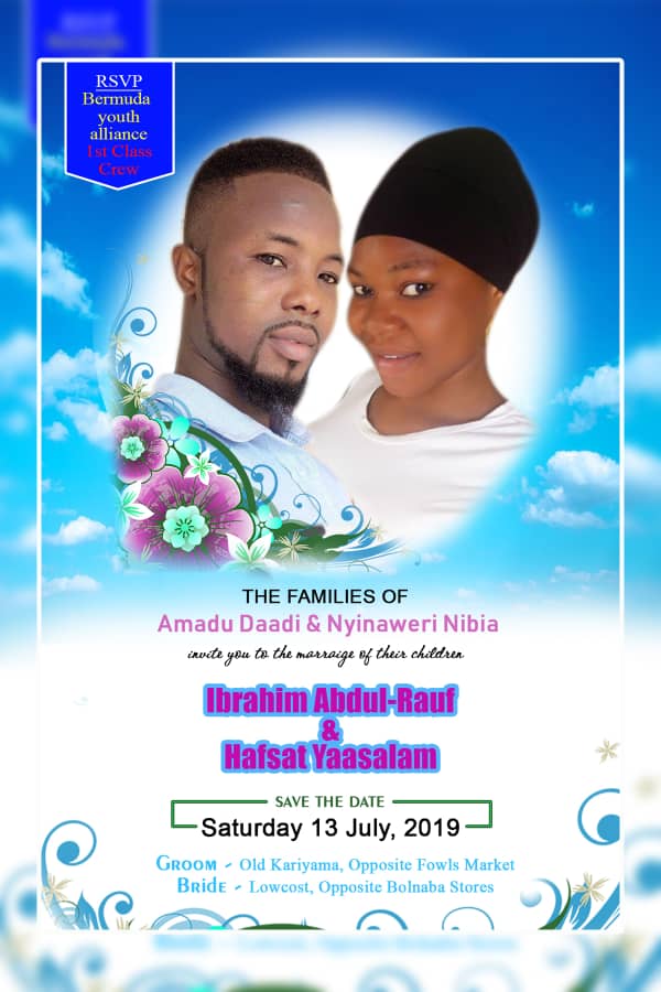 derafs09's tweet photo. U are all invited to my wedding on Saturday the 13th of July at old kariyama-Bawku. @atongo_ali @mora_dorun @MBawumia @magma2079 @Joelle539 @konkrumah @Halifa88 @SChifado @jacob_zens @NurudeenBindagh @RufayiIi @theHCampaign @yaabasoo @AlSalahudeen @HananAludiba https://t.co/dsZeQAIJrT