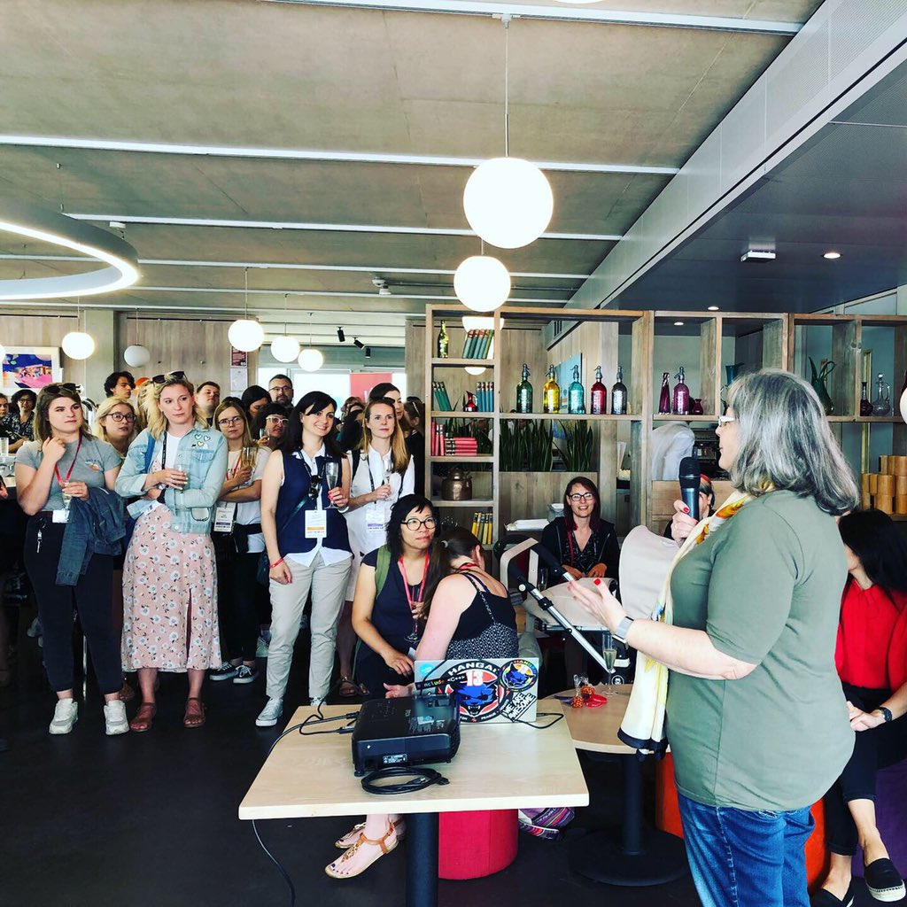 RogueBx's tweet photo. Finishing up at the @wigj lunch at Develop, helping them celebrate their 10 year anniversary with custom m&mโs, Prosecco and cake!
@Hangar13Games @2kjobs #womeningames #developconf #brightondevelop #gamesindustry #videogames https://t.co/yCOmH2wTud