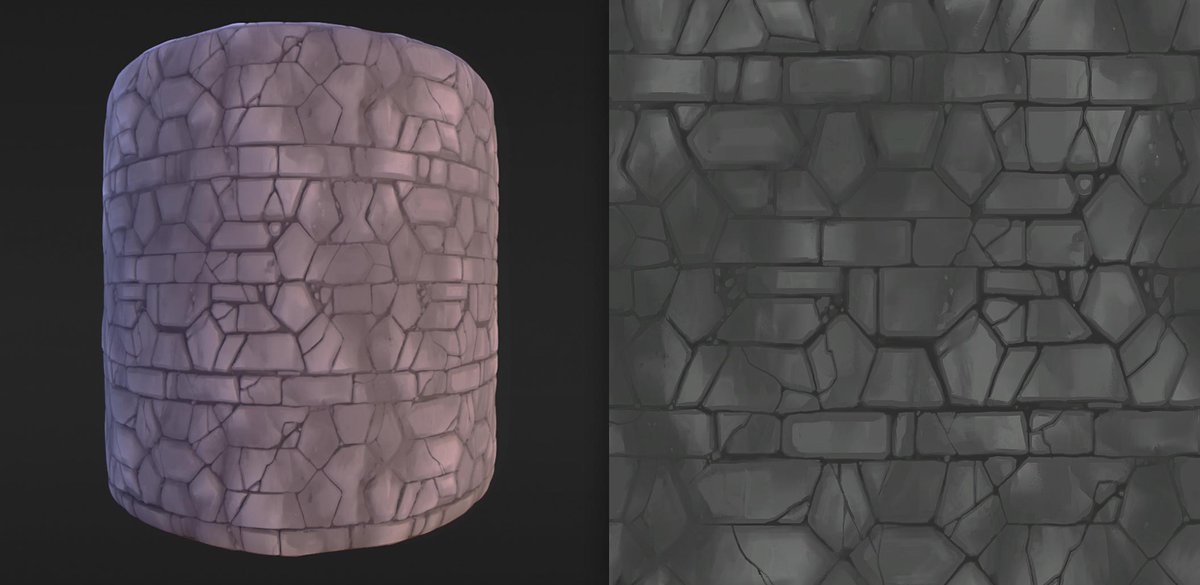 (Updated) This is a collection of materials created from hand-painted tiling  textures created in Photoshop for various projects. artstation.com/artwork/PmBwmy   (2/2) #gameart #IndieGameDev #3dart #stylized #b3d