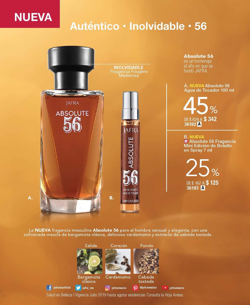 Jafra_playa's tweet photo. ¡NUEVA fragancia! Absolute 56 es un homenaje al año en que se fundó JAFRA y la tradición de su éxito. Diseñada para el hombre moderno, premia su éxito con ingredientes de alta calidad. #jafraplaya #absolute56 #fragancias #perfume #aromas https://t.co/gQVuRAONhB