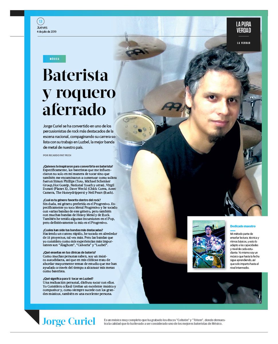 Baterista y roquero aferrado. Una charla con <a href="/JorgeCurielProg/">Jorge Curiel</a>  de <a href="/LuzbelOficial/">Luzbel Oficial</a> El Rock es cultura!! <a href="/ROCKANGELICAINF/">ANGELICA INFANTE</a> <a href="/rockaxisoficial/">Rockaxis</a> <a href="/Rockmex_sitio/">ʀᴏᴄᴋᴍᴇx</a> <a href="/AldeaDelRock/">Aldea Del Rock</a> <a href="/rocknacionradio/">Rock Nacion</a> <a href="/TNTRADIOROCK/">TNT RADIO ROCK</a> <a href="/sandennis64/">Sergio Alvarado Díaz</a> <a href="/anabutebi/">Ana Isabel Celorio</a> <a href="/AceroMetalShop/">Acero Metal Shop</a> <a href="/MetalBlade/">Metal Blade Records</a> <a href="/MetalHammer/">Metal Hammer</a>
