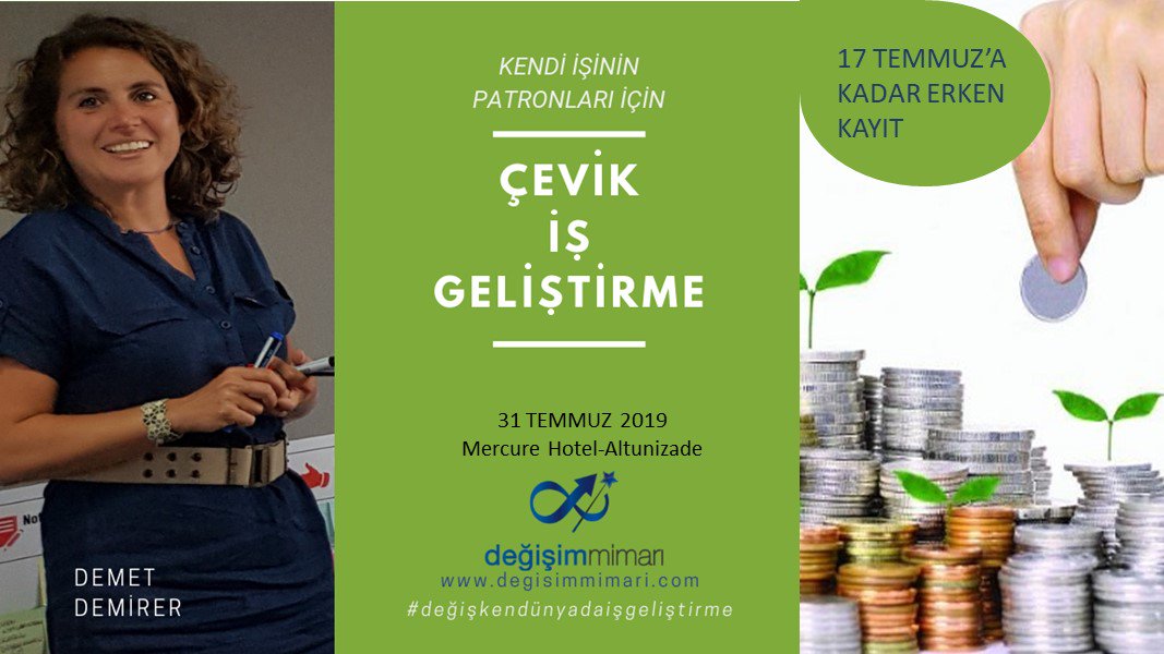 Yaz rehavetinden kurtulup Eylül'de yeni projelerle atılım yapmak isteyenler için "ÇEVİK İŞ GELİŞTİRME" #değişkendünyadaişgeliştirme #çevikişgeliştirme #birgünherişletmeçevikolacak #değişimmimarı #businessmodel #girişimcilik #startup #businessdevelopment degisimmimari.com/events/cevik-i…