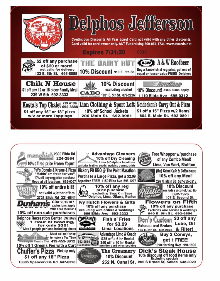 Get your Wildcat Spirit Cards!!! You can get them from a cheerleader or cheer coach!!