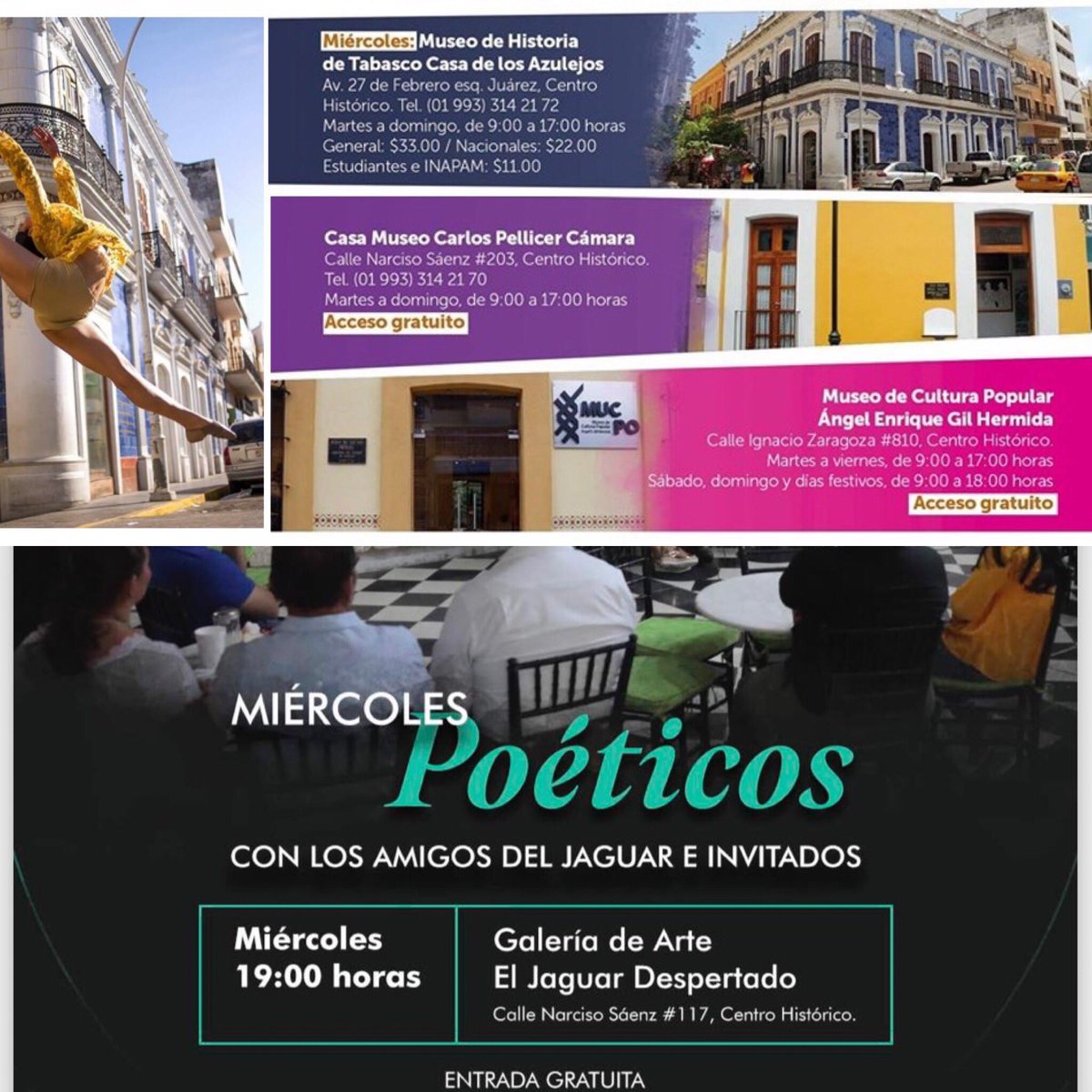 centrohistozl's tweet photo. #Miercoles #poeticos y de #MuseoGratis en la @centrohistozl @Cultura_Tabasco @MunicipioCentro @Turismo_Tabasco https://t.co/eElSdcqzvC
