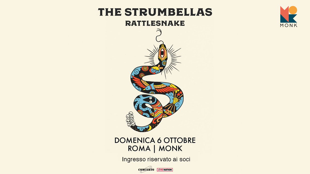 MONK Roma (@monkclub) on Twitter photo ⭐ Domenica 06 Ottobre ⭐
THE STRUMBELLAS live at <a href="/MonkClub/">MONK Roma</a>
La band folk-pop canadese <a href="/thestrumbellas/">The Strumbellas</a> torna sulla scena musicale con #Rattlesnake, pubblicato su <a href="/Glassnotemusic/">Glassnote Records</a>.
📌 Ingresso con Tessera ARCI
🎟️ Biglietti dalle h10 di venerdì #12luglio
#staymonk 😉 ⭐ Domenica 06 Ottobre ⭐
THE STRUMBELLAS live at <a href="/MonkClub/">MONK Roma</a>
La band folk-pop canadese <a href="/thestrumbellas/">The Strumbellas</a> torna sulla scena musicale con #Rattlesnake, pubblicato su <a href="/Glassnotemusic/">Glassnote Records</a>.
📌 Ingresso con Tessera ARCI
🎟️ Biglietti dalle h10 di venerdì #12luglio
#staymonk 😉