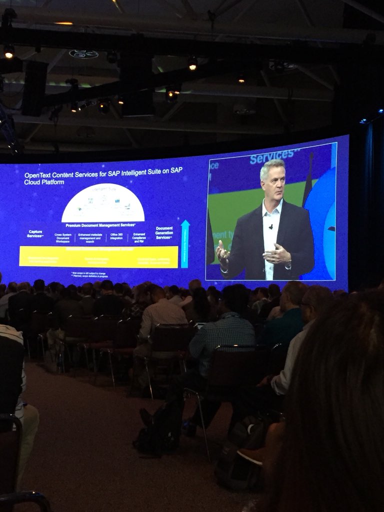 SAP partnering with OpenText in the cloud with OT2 Content Services. #OTEW