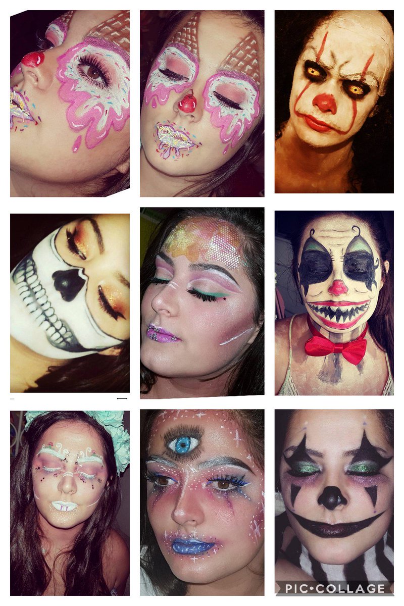 Jessrigbyyy's tweet photo. #MakeUpRevolutionPRLIST #RevolutionPRList Some Glam and Halloween / SFX Looks I've done 💖🌈 https://t.co/geJUpSC8bm