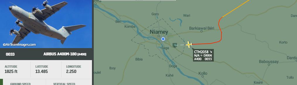5472_nde's tweet photo. @MarkTammAdsb #CTM2058 0033 #FrenchAF A400M descent into Niamey, Niger 1400z https://t.co/mL3FOkT1jQ