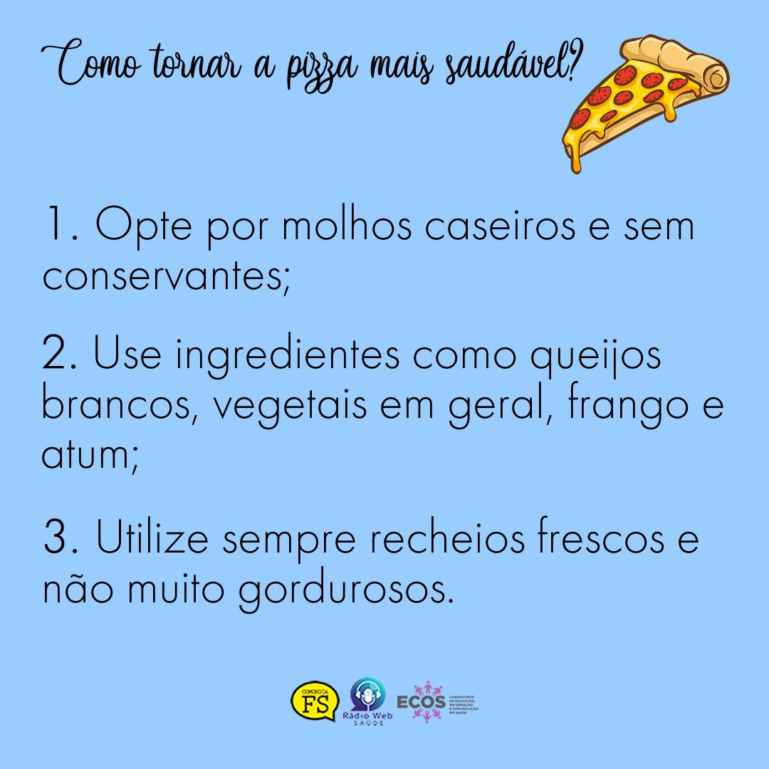 comunicafs's tweet photo. Hoje é o dia da pizza... mas qual o benefício disso pra saúde? Como tornar a pizza mais saudável?
Arrasta pro lado que a gente te fala sobre isso!
#DiadaPizza🍕 #ComunicaFS https://t.co/CKgVO2Lrhk