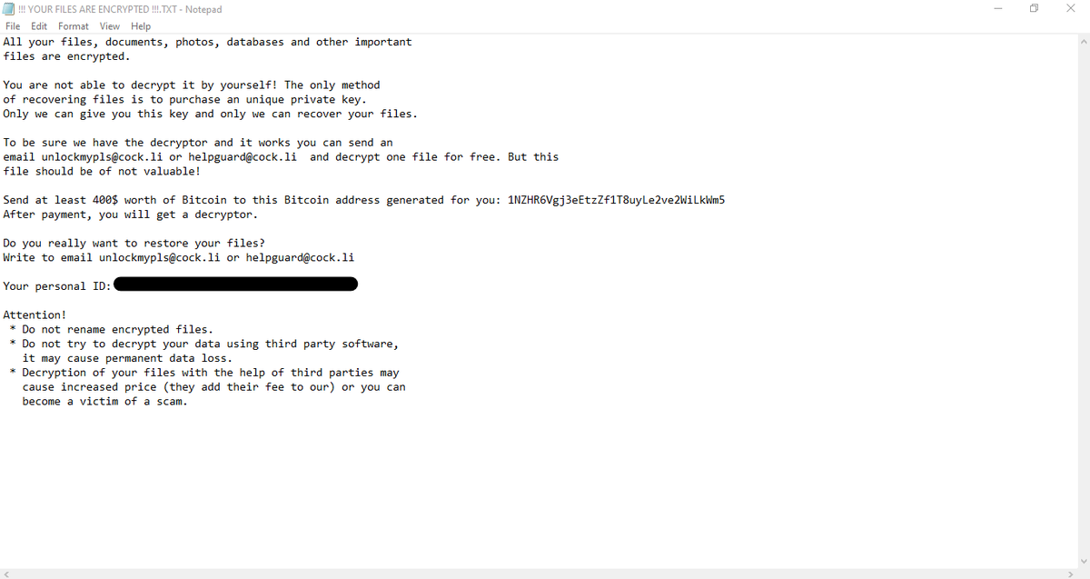 GrujaRS's tweet photo. #Buran or #Jamper #Ransomware extension personal ID number!Ransom note;!!! YOUR FILES ARE ENCRYPTED !!!.TXT sample VT 21/68 https://t.co/OZpWRVigcI https://t.co/zyuCHECCcw