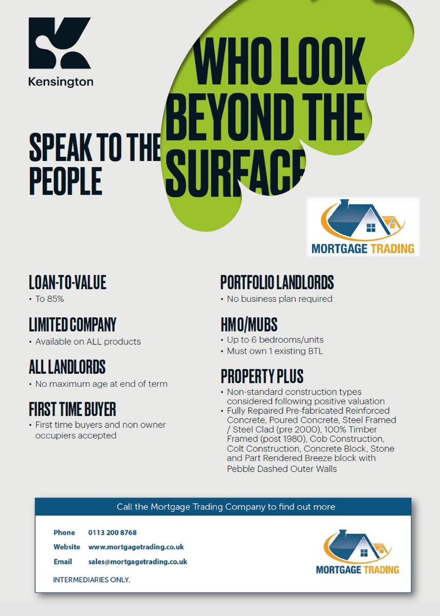 Specialist BTL Solutions @ Mortgage Trading - call our team today on 0113 2008768
<a href="/SalesTmtc/">TMTC</a> <a href="/KensingtonChat/">Kensington Mortgages</a>