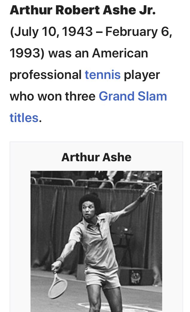       HAPPY BIRTHDAY ARTHUR ASHE    
