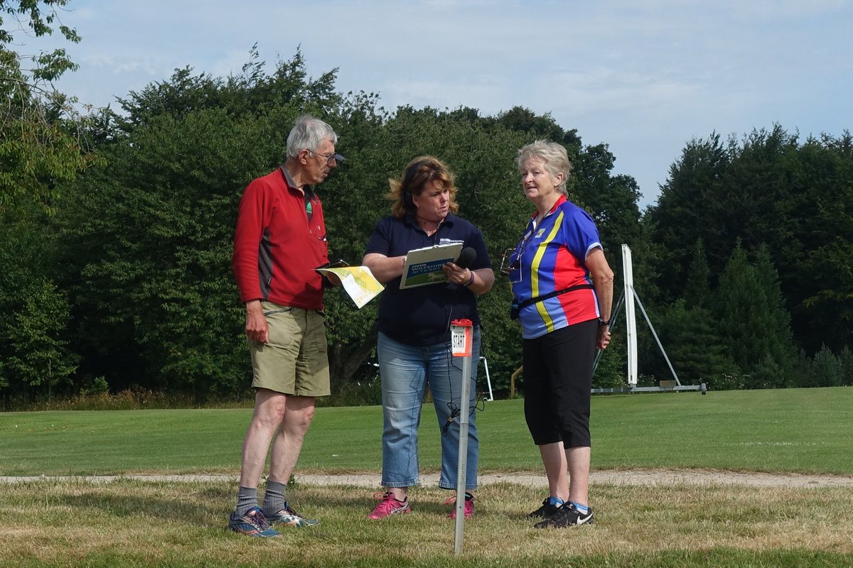 Ken Stimson (NWO) and Liz Yeadon (SARUM) being interviewed for Wiltshire Radio at the Wilts Schools #orienteering finals in Marlborough.