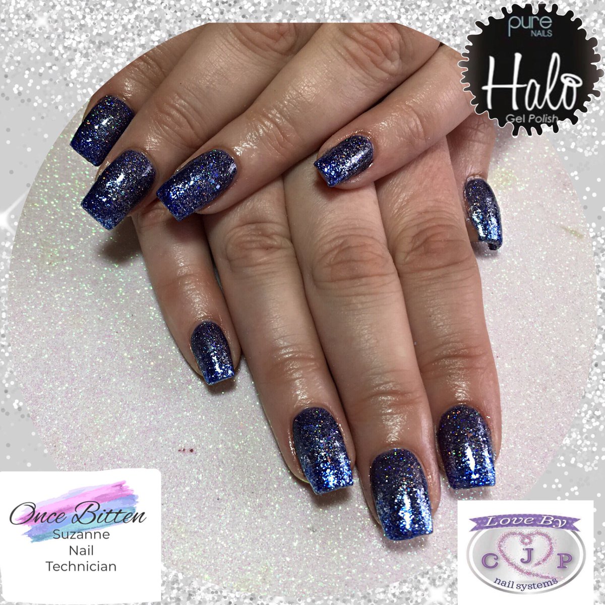 Nicola came for CJP acrylic infills and fresh gel & chose @PureNailsUK Aurora & Sapphire for a subtle ombré.                       #GelPolish #PureNails
#Halo #Sapphire #Aurora #Glitter #Ombre 
#CJPAcrylicSystems #CrystalGlass #NailArt
#Pampertime #Homebased 
#StockportNailTech