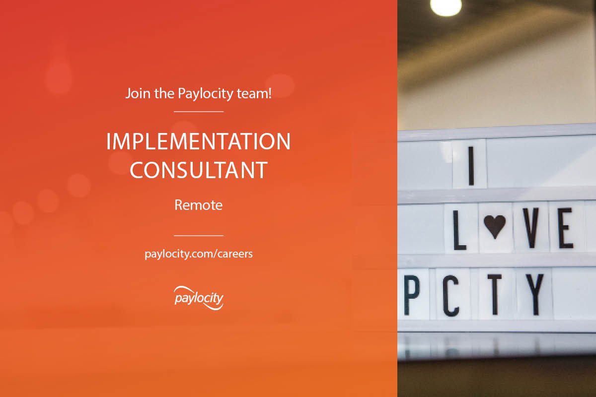RooneyPaylocity's tweet photo. At @Paylocity, we #ThinkNextGeneration by continually searching for the competitive advantage. Are you made for more than the status quo? Check out our current opening for a #Remote Implementation Consultant: https://t.co/aGEZ8i3hhm #Talent4PCTY https://t.co/S7vmljzklx