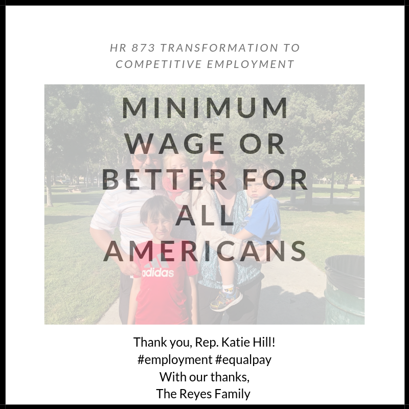 Thank you @RepKatieHill for cosponsoring #HR873! Our family thanks you! 
The best part of this bill is the #capacitybuilding to support us grow #employment supports and opportunities for generations to come!
#SCVi #employment #disability #Downsyndrome #inclusionmatters #equalpay