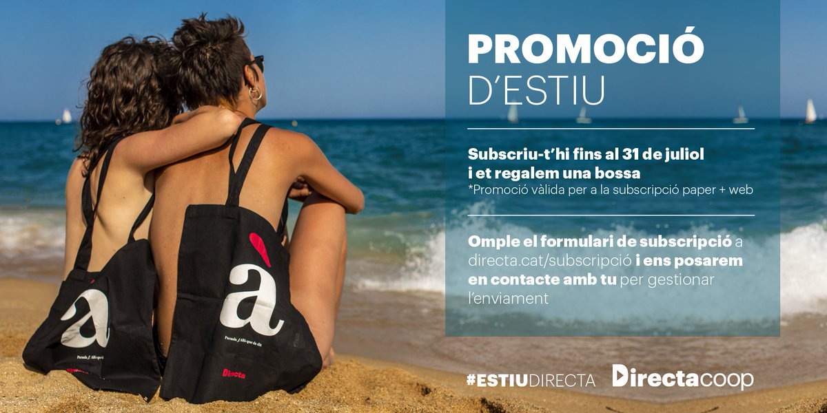 La_Directa's tweet photo. Aprofita l'estiu per fer tot allò que sempre dius que no tens temps per fer: subscriu-te i llegeix la Directa https://t.co/sElho32bbz. 

Aquest juliol, a més, t'endús una bossa de regal! #EstiuDirecta⛱ https://t.co/dELoL5xf2B