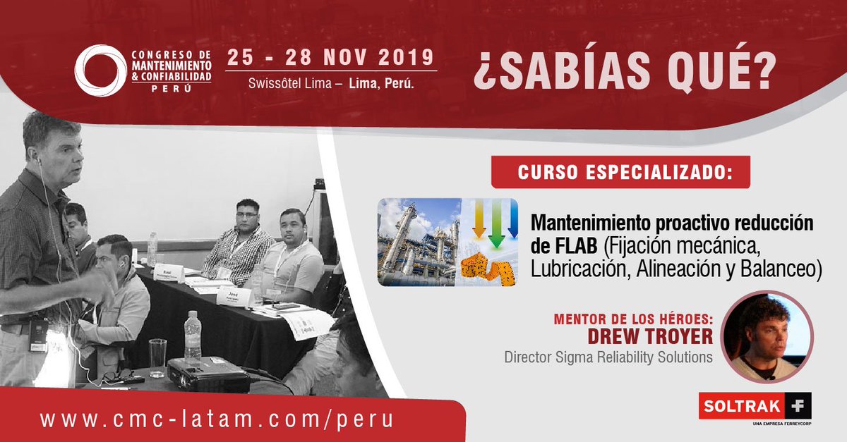 CMC_LATAM's tweet photo. ¿SABÍAS QUÉ?
FLAB es el acrónimo de Fijación mecánica, Lubricación, Alineación y Balanceo (la palabra significa “flacidez o excedente”),cimientos que  mejoran la confiabilidad de los equipos, mediante una estrategia de mantenimiento proactivo.
+INFO ➡️ https://t.co/s6m3uZjHdU https://t.co/jVOorXOuC8