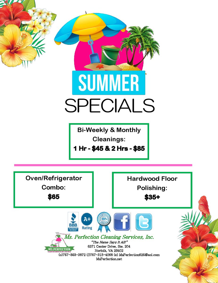MsPerfection's tweet image. Call us TODAY &amp;amp; take advantage of these Summer Specials!!!