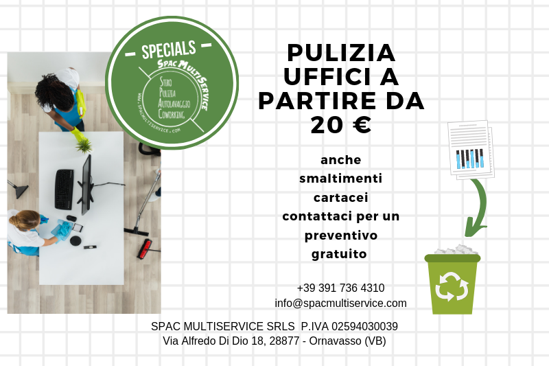 spacmultiservi1's tweet photo. Ufficio sporco? Tanti documenti da buttare via?
Noi di Spac Multiservice SRLS possiamo darti una mano!
Contattaci
A partire da 20€!
#ornavasso #uffici #spacmultiservice. #vco #verbania

 https://t.co/DvnGs1HAsp https://t.co/beYjetTasQ