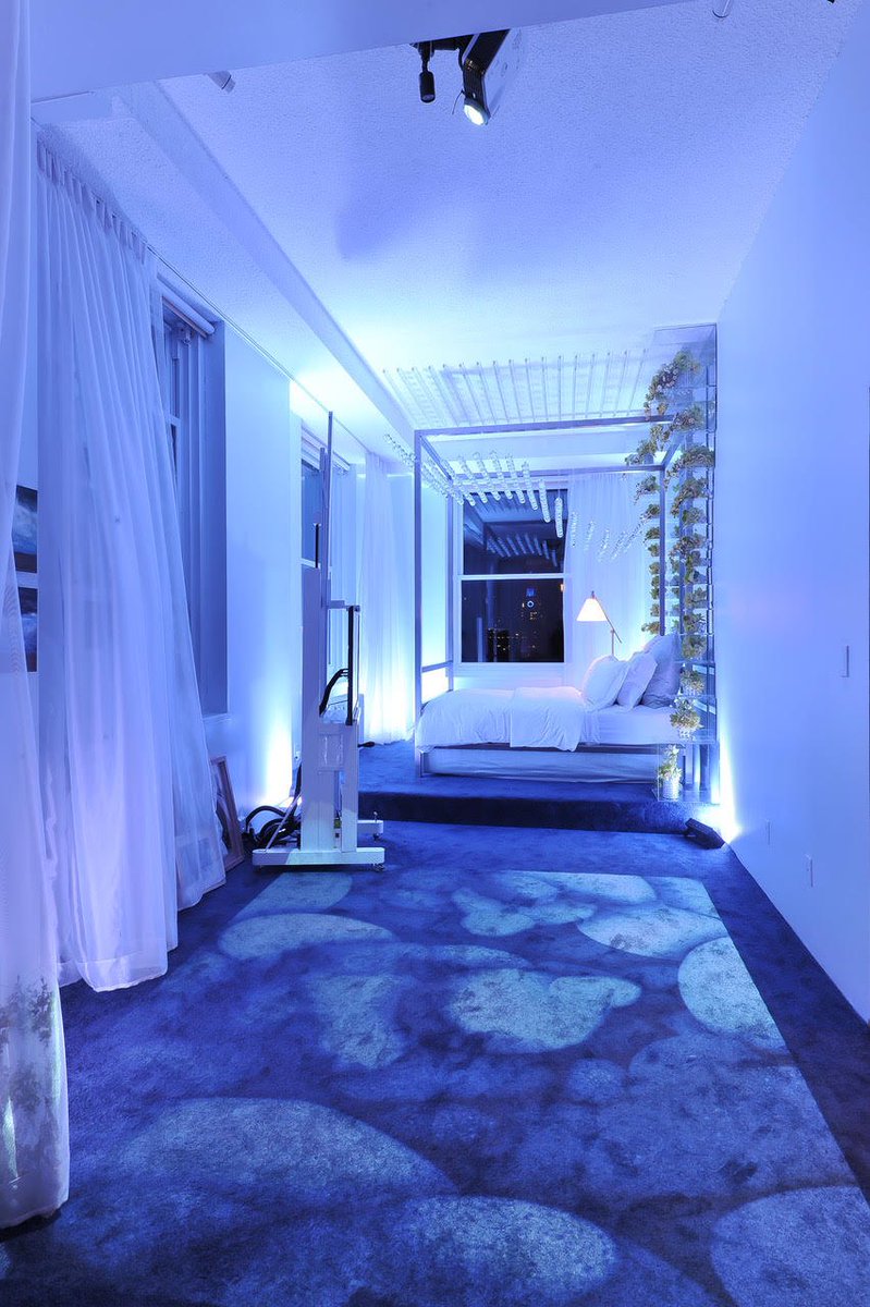 prestonrbailey's tweet image. I think one of the most healing colors to live in is the color blue, as you can see reflecting in my New York City living space.   
I love the idea of living in the same color as the sky. ☁️

What colors are your home and why did you decide on those colors? 💙 #PrestonBailey