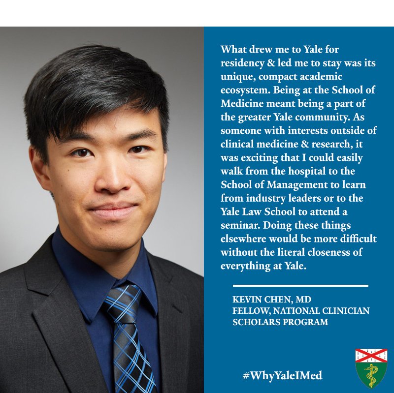 YaleIMed's tweet photo. Why choose @YaleIMed? Dr. Kevin Chen wanted to combine #entrepreneurship and #medicine to help people on a larger scale. This is #WhyYaleIMed. For more on @YaleMed Dept. of Internal Medicine, visit https://t.co/RVUGaayFM4 @kchenmd https://t.co/kaVxuTOJ0R