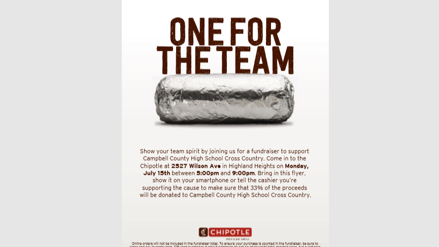 CamelsXc's tweet photo. Please join us for a fundraiser for Camels Cross Country. Dine in at Chipotle July 15, 5-9PM. @CamelPride @camelstrack @principalritter @CCSchoo1s https://t.co/fyxge3WavA