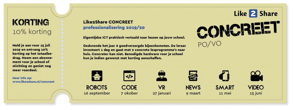 Komend schooljaar zijn @SanderGordijn en ik trainer voor <a href="/Like_To_Share/">Like2Share</a> CONCREET. Op één dag vertaal je jouw enthousiasme naar twee concrete lesideeën waarmee je direct aan de slag kan. En ja, ook robots, VR-brillen en andere ICT zijn present! like2share.nl/concreet/