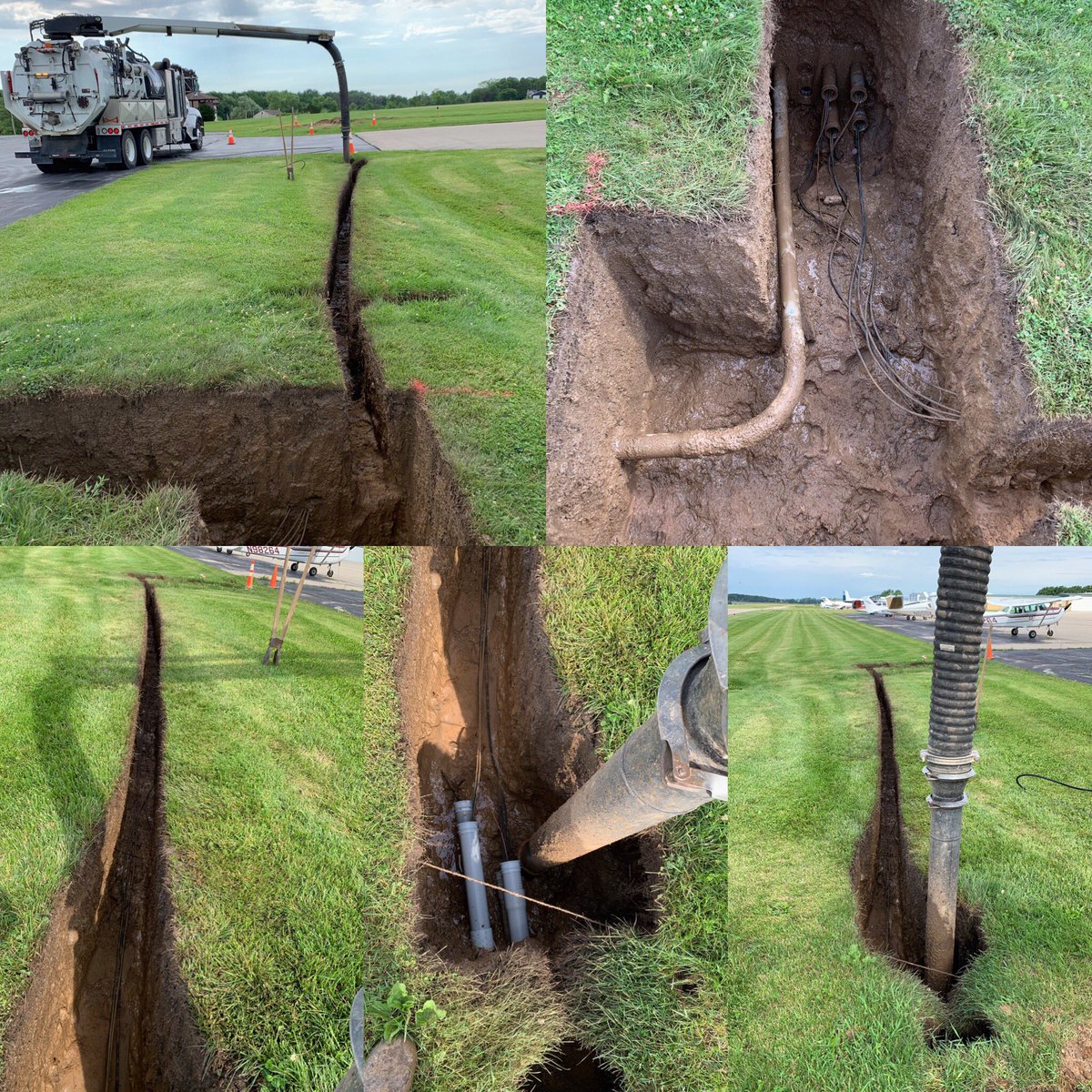 HawkDaylighting's tweet photo. Excavation to expose conduits and cables. Plus long trenches. 
@ Burlington Wi
#hawkconstruction #construction #vactor #vactorhxx  #vactormanufacturing #hydroexcavation #excavation #excavate #hydraulics #hawk #teamhawk #hawkcrew #gettingitdone #safedigging #hawktuff #truvac https://t.co/mWA7IImmTS