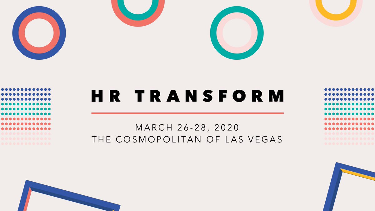 Mark your calendars! Join more than 1,000 innovative, forward-thinking executives with a shared passion for the future of health, wealth and work for the 3rd annual HR Transform. Register now! bit.ly/2XC7g7b #HRT2020