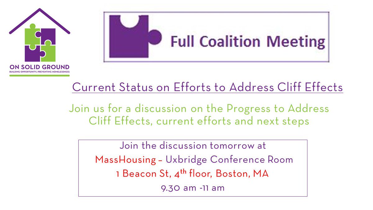 OSGMA's tweet photo. Join the conversation on #CliffEffects. OSG Coalition meeting tomorrow at MassHousing (1 Beacon St, 4th floor, Boston - Uxbridge Conference room) at 9:30 am. https://t.co/YsAbCVnSkZ