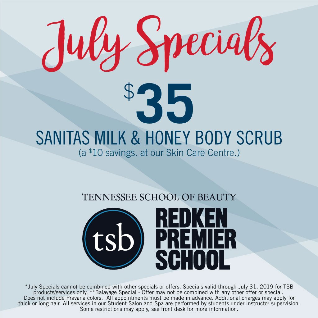 Tnschofbeauty's tweet photo. Treat yourself to a body scrub with our July special at our Skin Care Centre.
#tsbforme #bodyscrub #loveyourbody #knoxville https://t.co/a8zeQo512A
