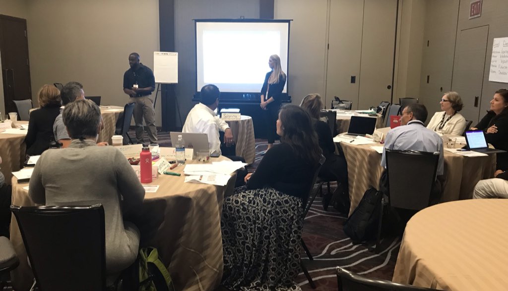 Michigan State University team sharing how they use the Gallup Clifton Strengths Finder assessment to find new and creative ways to empower employees, build trust in teams and support efforts of change and transition. Another fabulous NCCI Pre-con! #NCCI2019