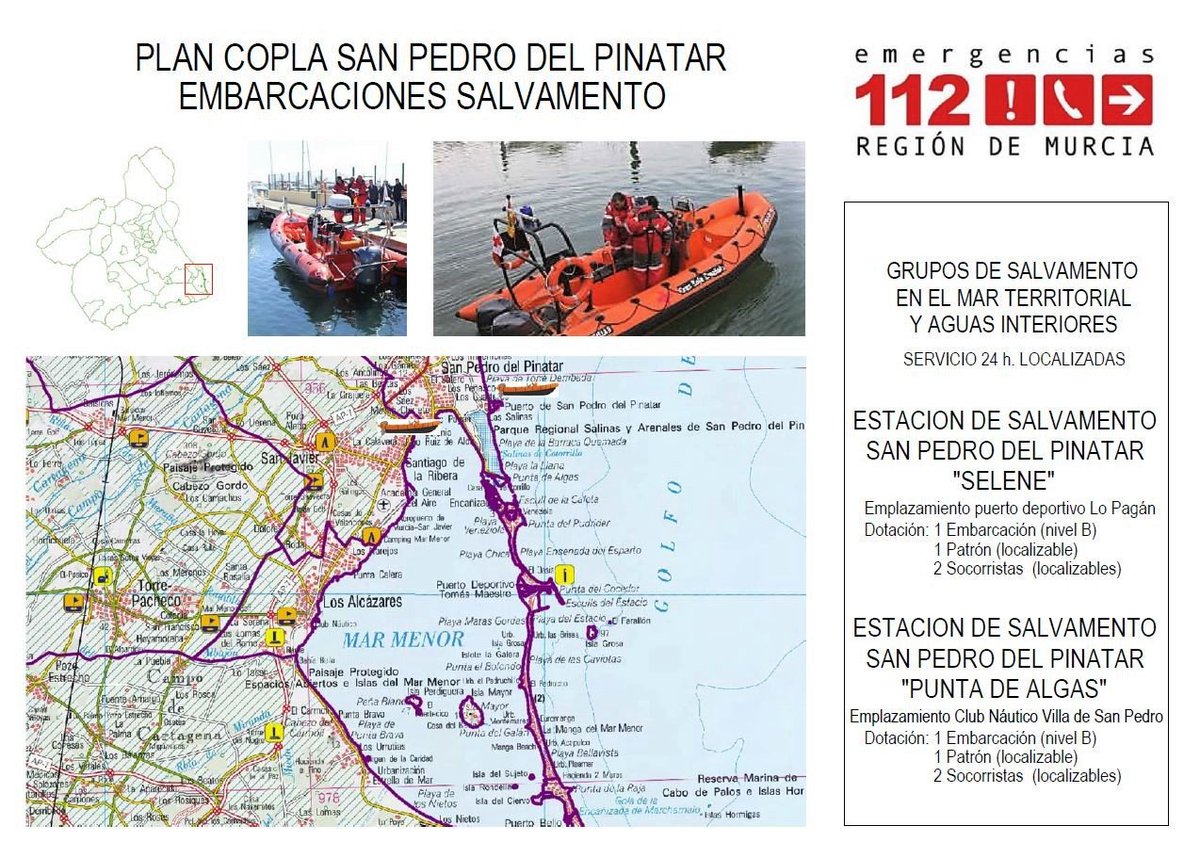112rmurcia's tweet photo. Recursos adscritos al #PlanCopla2019 
▶️1⃣1⃣🛥️11 Embarcaciones de salvamento
▶️2⃣🚁2 Helicópteros de rescate.

Y recuerda, si quieres saber el estado de las banderas en las playas con puestos de vigilancia de la #RegiónDeMurcia
Clika AQUI
👇🏼 
https://t.co/2ekPG8PUnE
#BañoSeguro https://t.co/O2M3bDufXh