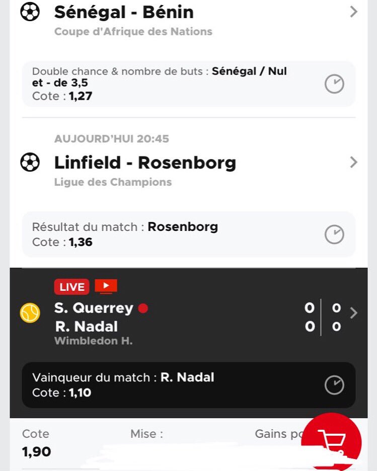 Pronovip3's tweet photo. La suite 🤞🏽🤞🏽🤞🏽

#teamparieur #CAN2019 #senegal #wimbledon #nadal https://t.co/b31LftGOXD