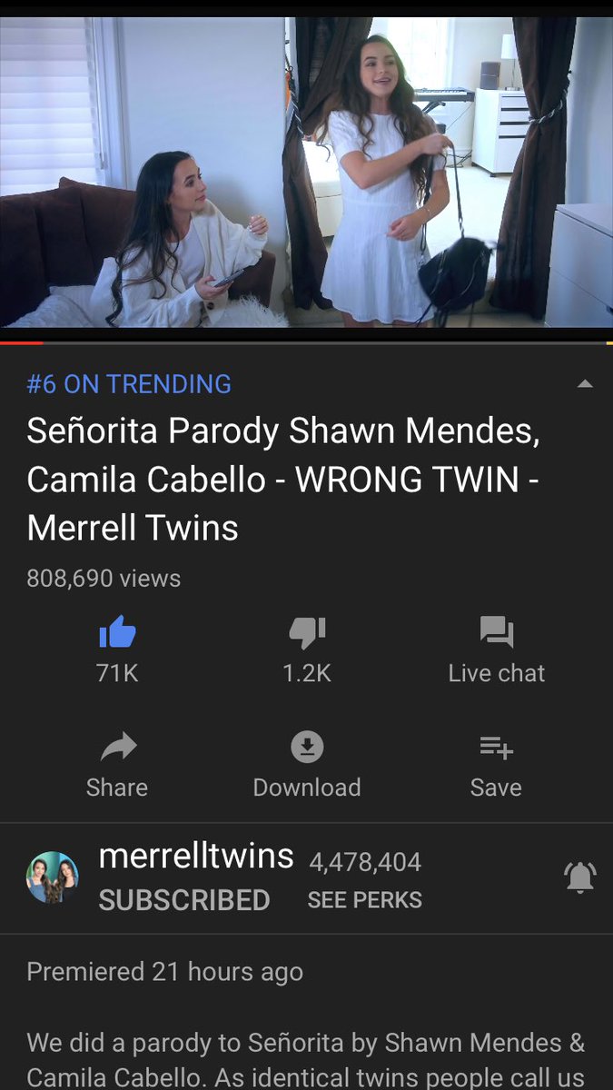 fanofmerrells's tweet photo. In less than 24 hours reached #6 on trending and almost reached 1 million views! ❤️Good job!! @merrelltwins @veronicamerrell @VanessaMerrell and @thepaulmerrell https://t.co/BWpQZdzti1